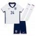 Camisa de Futebol Inglaterra Cole Palmer #24 Equipamento Principal Infantil Europeu 2024 Manga Curta (+ Calças curtas)